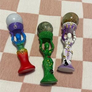 Colorful Goddess Candle Holders and Crystals